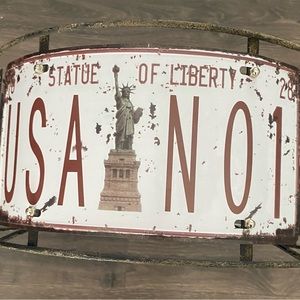 Metal license plate hanging or stand up lighting shade